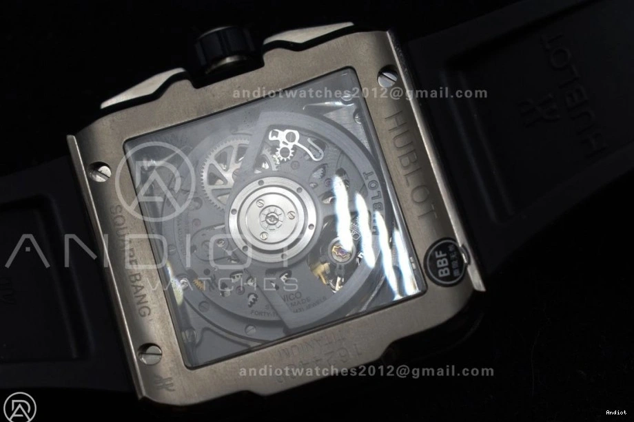 Strap 1:1 Edition Black Best Rubber Unico BBF Titanium on Bang 42mm Square A1280 Skeleton Dial 1120